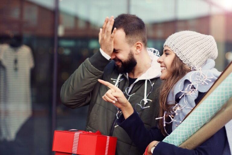 Couple traveling with gifts